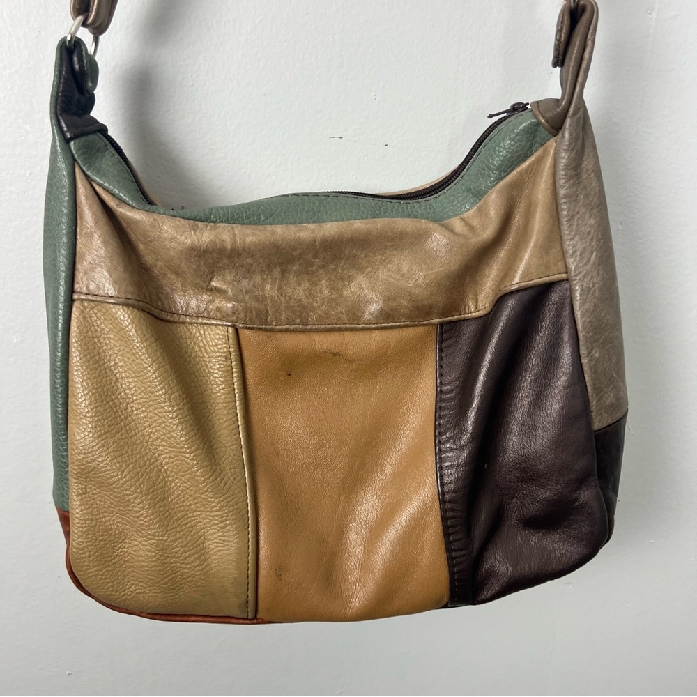 Leather Multicolor Patchwork Leather Crossbody Bag - image 4